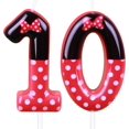 thumbnail image 1 of Bougies d'Anniversaire Souris Rouges (Rouge à Pois Blancs, Numéro 10), 1 of 7