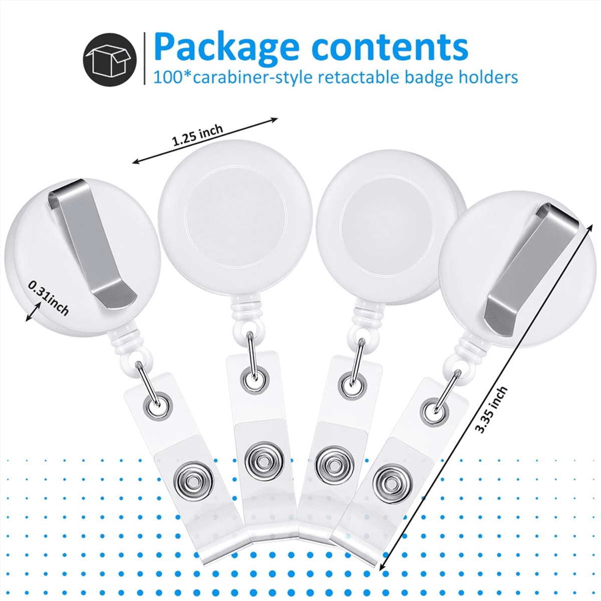 100 PCS Retractable Badge Reel Clips ID Card Holder Reel,C
