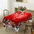 thumbnail image 1 of Christmas Snowman Santa Claus Tablecloth Winter Wedding Party Decor Xmas Tree Snow Rectangle Table Covers Christmas Decorations, 1 of 6