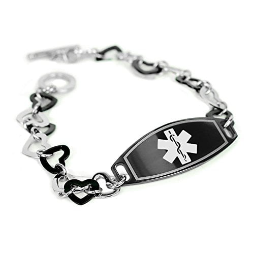 Pre-Engraved & Customizable Gastric Bypass Medical ID Bracelet Steel Oval Links My Identity Doctor Black Symbol