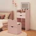 thumbnail image 1 of Dressing Table and Stool, 3-in-1 Multifunctional Dressing Table Set, Featuring Three-color Lighting Modes, HD Mirror, Two Sliding Drawers, and a Hidden Storage Stool., 1 of 3