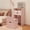 Pink, variant on 3‑in‑1 Multifunctional Makeup Vanity Dressing Table Set with Stool Flip‑Top HD Mirror with 3‑Color Lights 2 Sliding Drawers Hidden Storage Stool, Modern Bedroom Vanity Desk for Cosmetic Jewelry Org