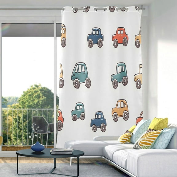 Car Cartoon Blackout Curtains 84"x52" Thermal Insulated Curtain 1 Panel