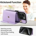 thumbnail image 6 of Allytechgroup Wallet Phone Case for iPhone 14 Plus, Built-in Shoulder Strap Lanyard Stand RFID Blocking Shockproof Protective Back Cover for iPhone 14 Plus, Purple, 6 of 7
