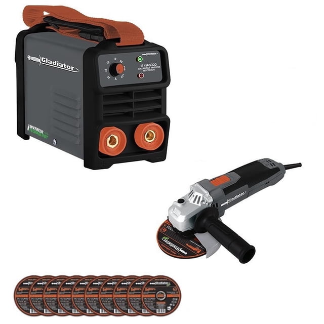 GLADIADOR KIT SOLDADORA INVERSORA + ESMERILADORA ANGULAR IE 6200/7-AA 615P negro