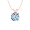 thumbnail image 2 of 1.0 ct Brilliant Round Cut Solitaire Blue Diamond 14k Rose Solid Gold Everyday Affordable Designer Necklace Pendant with 16" Chain, 2 of 7