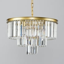 Gold Modern Crystal Chandelier Crystal Pendant Chandeliers Light Fixture 3-Tier Crystal Hanging Lighting for Living Dinning Room Bedroom Foyer
