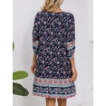 thumbnail image 6 of Zeagoo Sundress with Sleeves Women Casual Beach Summer Dress Boho Tassel Tie Neck 3/4 Long Sleeve Short Floral Print Flowy Cover Up Sundresses, 6 of 6