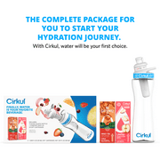 Cirkul 22oz Plastic Water Bottle Starter Kit with Blue Lid and 2 Flavor Cartridges (Honeycrisp Apple & Sweet Tea)