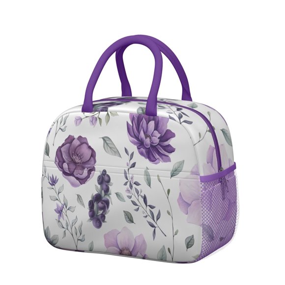 Sac à Lunch à Fermeture Éclair Fleurs de Printemps – Sac Thermique Isolé Portable pour le Travail des Femmes et les Week-Ends