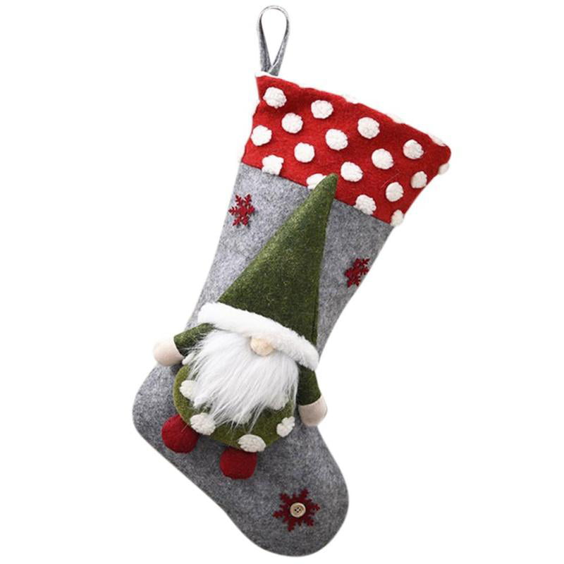 18” Merry Christmas  3D Gnome Doll Stocking Holder Burlap Christmas Stockings 
