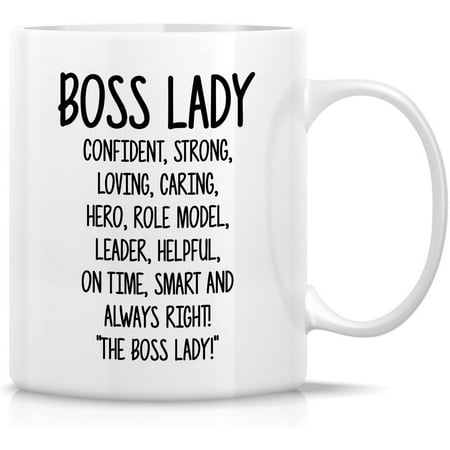 

Funny Mug - Boss Lady Description Caring Confident etc 11 Oz Ceramic Coffee Mugs - Funny Sarcasm Motivational Inspirational birthday gifts for friends coworkers employer siblings mom