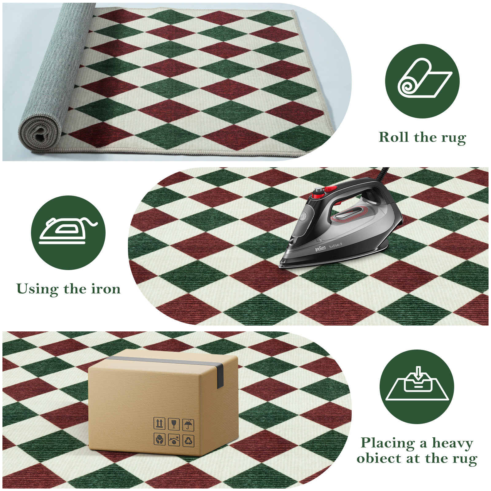 RUG ROBOT 2'6''x8' Christmas Runner Rugs for Hallway, Washable Non-Slip Checkered Kitchen Runner Rug, Farmhouse Xmas Holiday Rug for Entryway, Bedroom, Laundry Indoor Christmas Decor