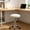 D, variant on VVQ Round Linen Bar Stool Cover, Elastic Textured Fabric Slipcover for Adjustable Swivel Rolling Stool Seat Cushion Protector, Stretch Seat Cover for 30-38cm Cushions