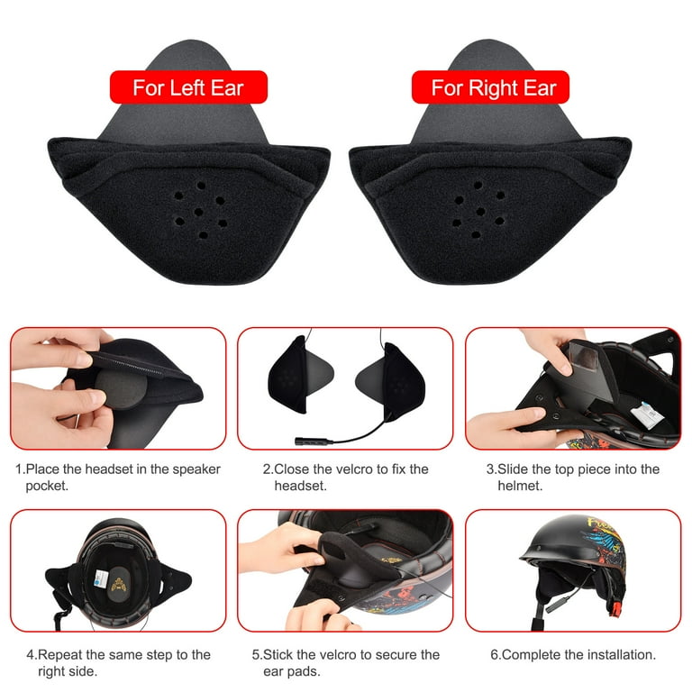 ear pockets for motorcycle helmets 707 Half Helmet Pads They Will Not Only Keep Your Ears Warm Half Helmet Speaker Pouch &