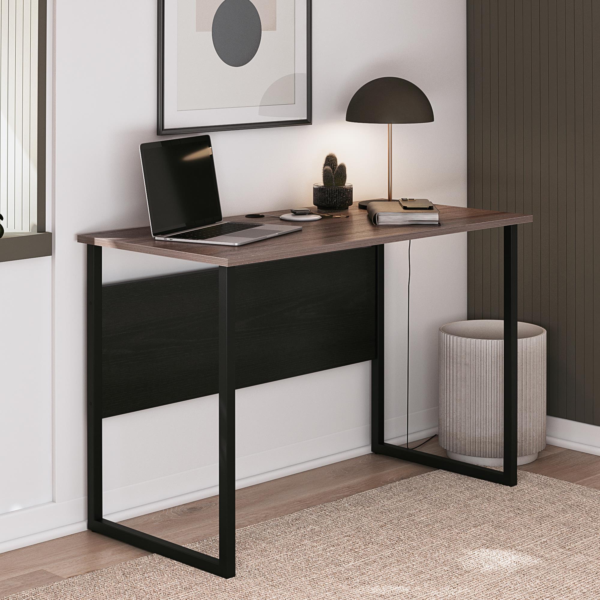 Ameriwood Home Sorina Writing Desk, Distressed Gray Oak & Black