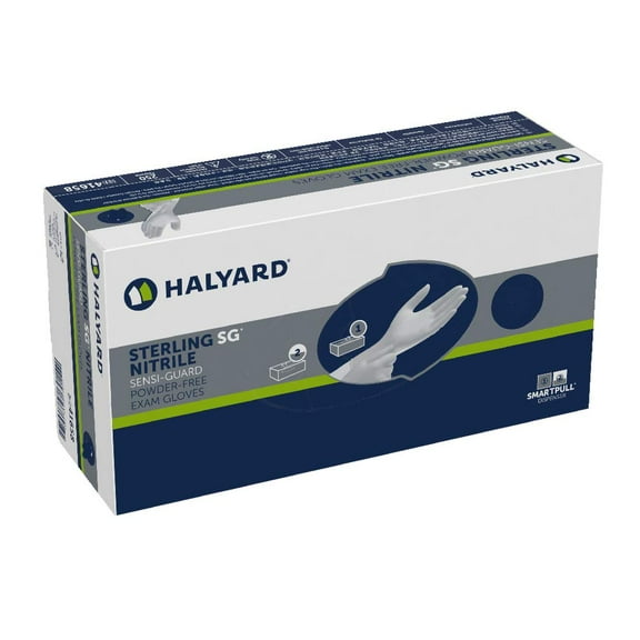 Halyard Sterling Sg Nitrile Powder-Free Exam Gloves, 3.7 Mil, 9.5", Gray, Small, 41658 (Case Of 2500)
