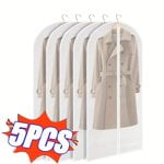 5 Pcs Sacs Anti-Éclaboussures pour Vêtements avec Fermeture Éclair Lavables Réutilisables Suspendus de Protection Robe Vêtements Sac de Rangement Housse de Vêtements Sac à Vêtements Transparent pour Rangement et Organisation Domestiques