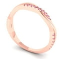 thumbnail image 2 of 0.16 ctw Wedding Band for Women - 18K Rose Gold Simulated Pink Diamond Stackable Eternity Ring, 2 of 6