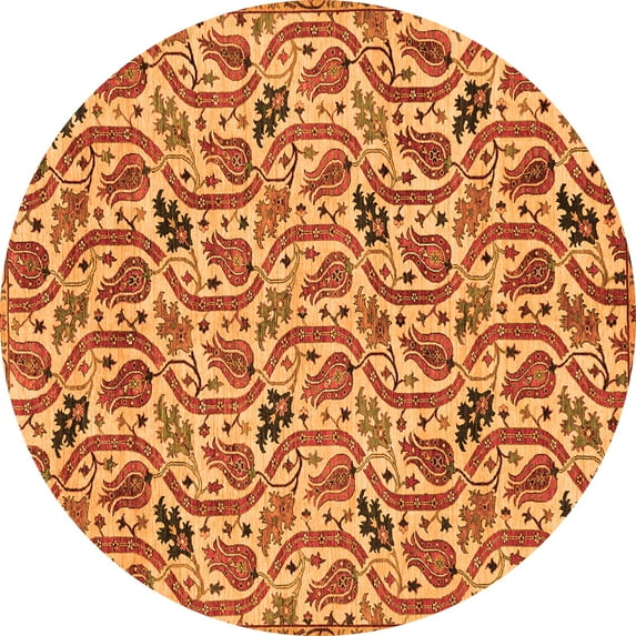 Ahgly Company Indoor Round Abstract Orange Modern Area Rugs, 6' Round