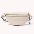 thumbnail image 5 of Rhombic Pattern Riñonera PU Bum Belt Travel Zip Chest Sling Monedero (Blanco), 5 of 5