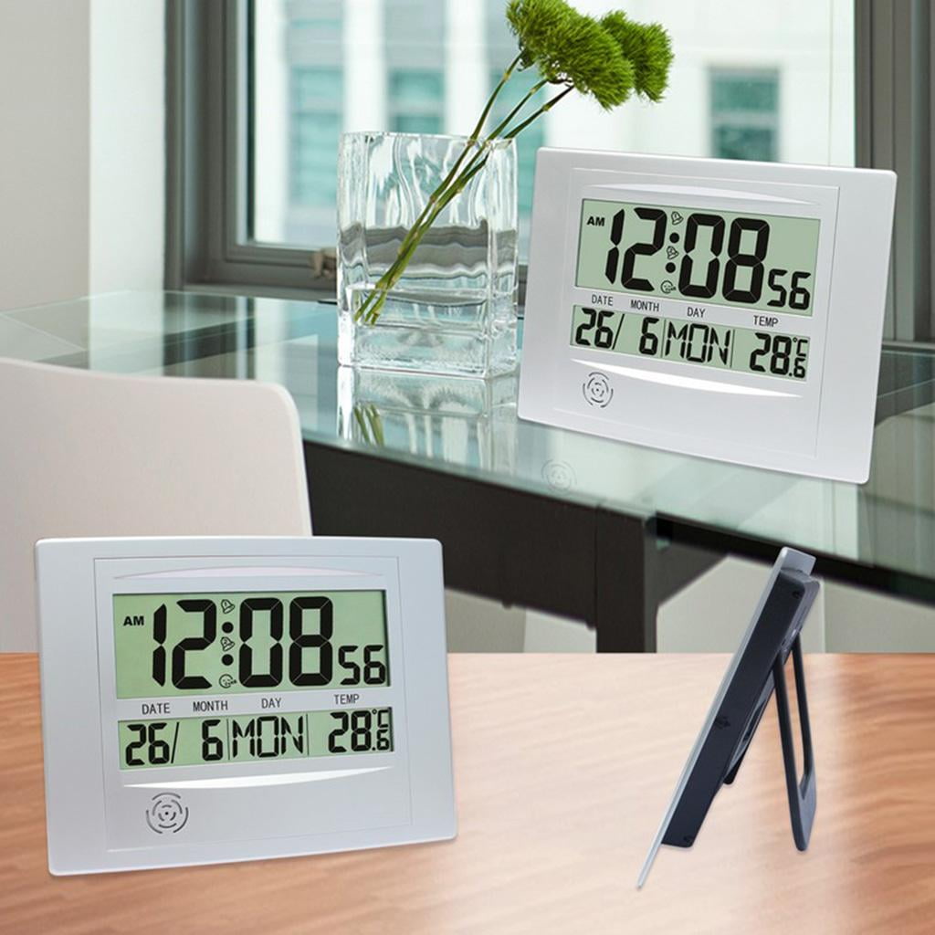 Fashion LCD Screen Digital Table Wall Clock Indoor Temperature Meter Calender Clock
