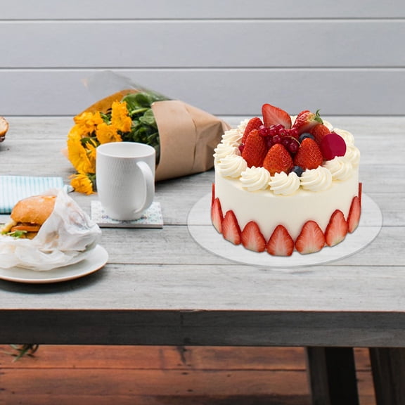 ELAYARD Round White Acrylic Cake Board Drum Cake Base for Bakery and Home Use