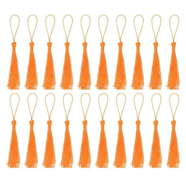Unique Bargains 20Pack 5' Silky Bookmark Tassels with Loop for DIY Craft Accessory, Orange