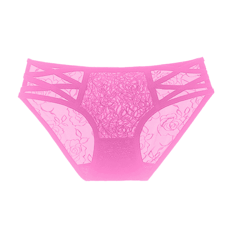 Fulorrnie Women s Lace Thong Underwear Sexy Sheer Mesh Panties Bow Tie Details Breathable Comfort  Hot Pink  One Size