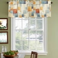 thumbnail image 3 of Orange Blue Geometric Curtain Valances for Windows, Kitchen Valance Window Treatments Panel 2 Pack, Contemporary Abstract Vintage Rod Pocket Short Curtains for Bathroom Bedroom 42 x 18 Inch, 3 of 8