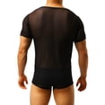 thumbnail image 4 of LilyLLL Mens Sexy Mesh See Through Undershirt Tank Tops Vest T-Shirt Muscle Underwear, 4 of 5