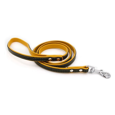 Multi-size Optional Comfortable Leather for All Size Dog Adjustable with Braided Pattern Name Engravable Pet ID Tags Dog Supplies Dog Collar Dog Leads YELLOW 120X1.5CM LEAD