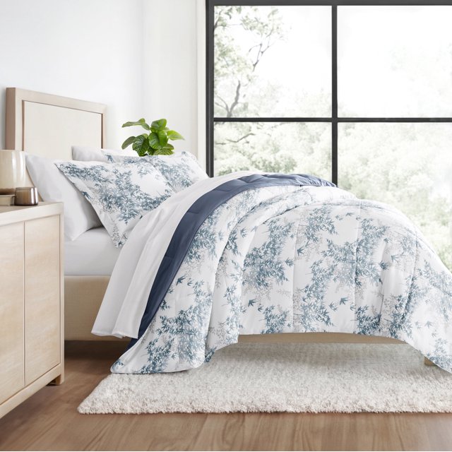 Juego de Edredón Ultrasuave para Todas las Estaciones, Ropa de Cama Alternativa en Hojas de Bambú Azul para King/Cal King de Comfort Canopy