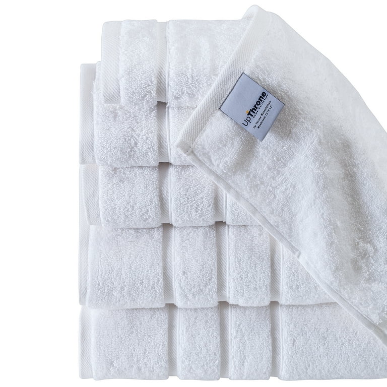 UpThrone Luxury Turkish Cotton White Bath Towels Set of 6- Bathroom Towels  - Turkish Bath Towel Set for Bathroom