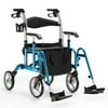 OasisSpace 2 in 1 Rollator Walker with Footrest - Transport Walker Chair with 10 inch Wheels, Walker with Cup Holder for Adult