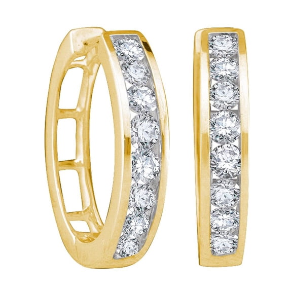 14K Yellow Gold Diamond Stylish Hoop Earrings 1/4 Ctw.