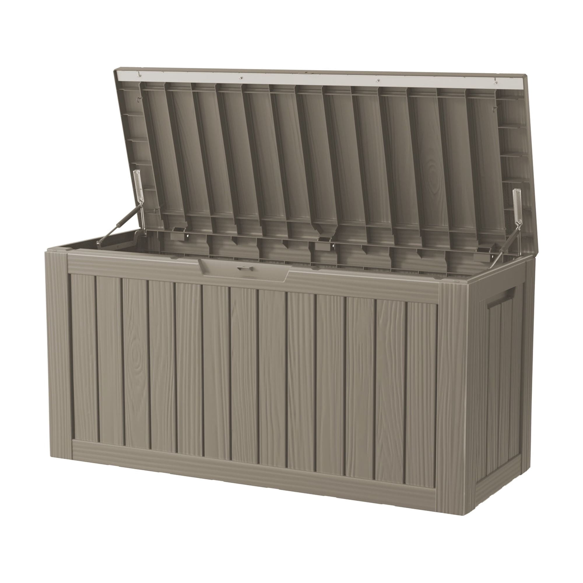 MAYEERTY 80 Gallon Outdoor Deck Box, Large Capacity Storage Box for Patio Furniture Cushions, Pillow Outdoor Indoor, Light Brown