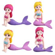 Tinksky 4Pcs Lovely Mermaid Doll Design Cake Toppers Creative Exquisite Inserted Cards Baking Ornaments Party Decoration