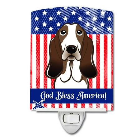 

American Flag and Basset Hound Ceramic Night Light