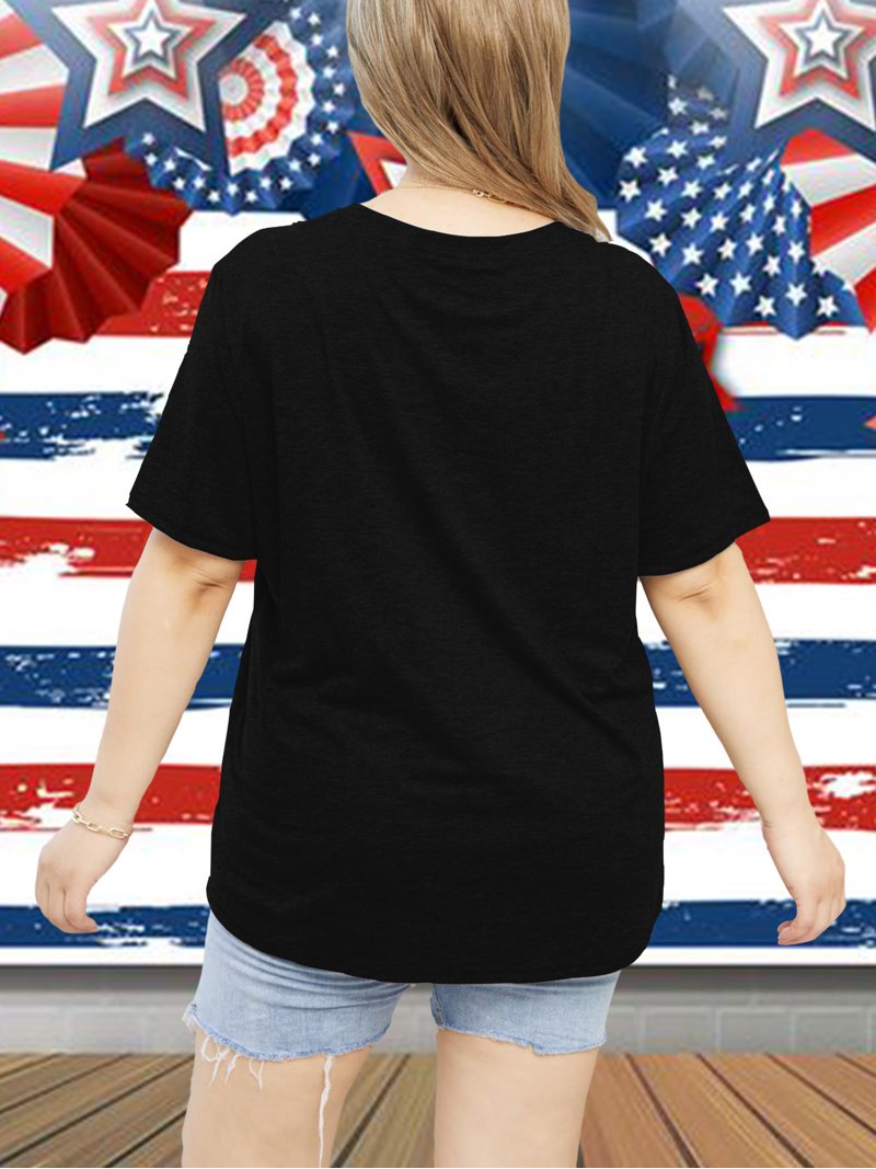 Women's Plus Size American Flag Shirt – 4th Of July Patriotic Graphic Tee | Oversized Fit, Red, X-Large Plus
