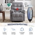thumbnail image 3 of Bonzy Home 2 Pack Manual Recliner Chairs with Massage & Heat, Soft Fabric Double Reclining Single Sofa Set with Overstuffed Armrest & Backrest, Recliner Chairs with Side Pocket for Living Room, Gray, 3 of 7