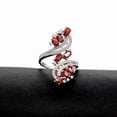thumbnail image 3 of Uloveido White Gold Plated Branch Tree Leaf Wide Ring Red Oval CZ Crystal Cocktail Promise for Women J656 (Silver, Size 10), 3 of 7