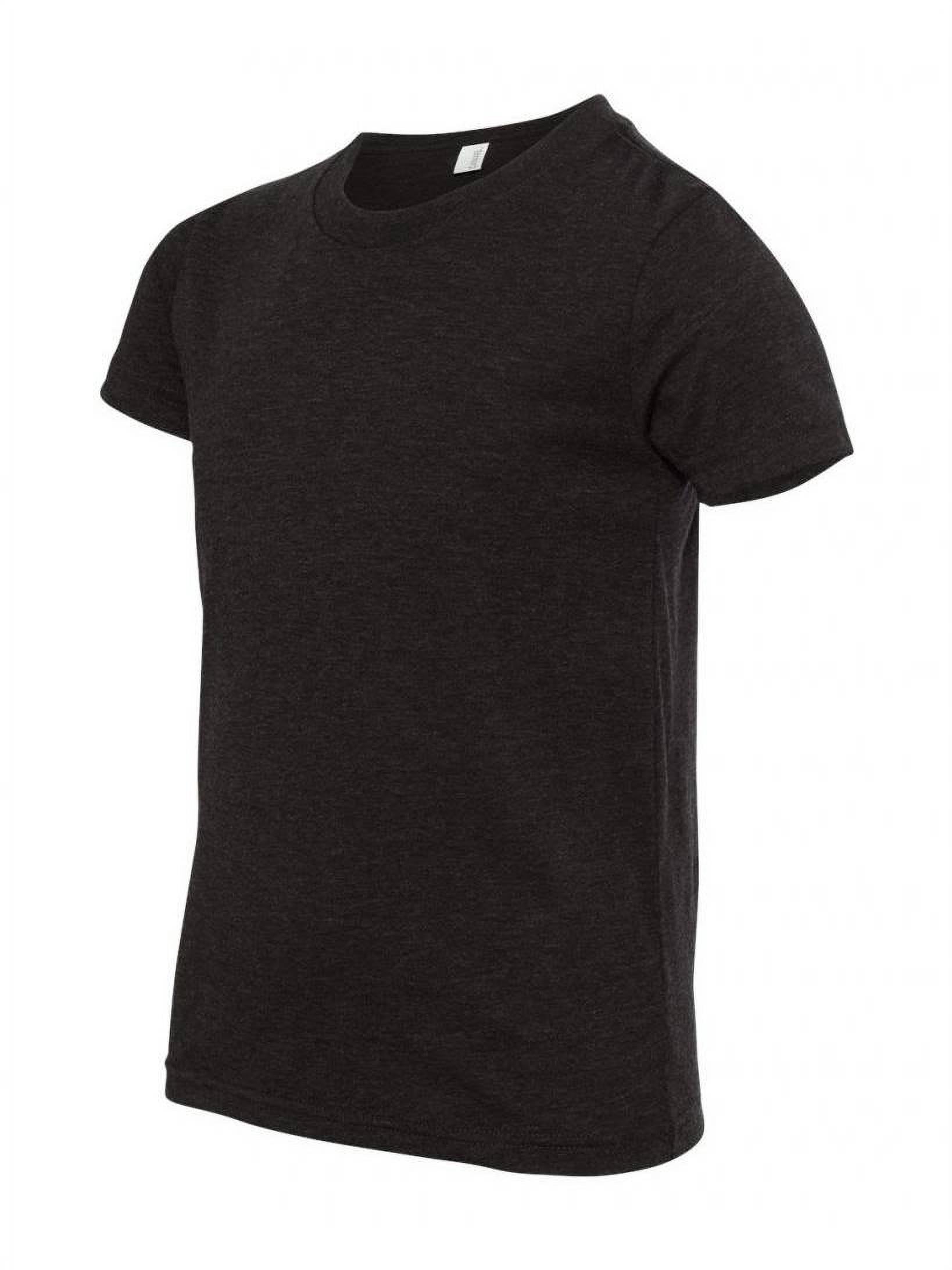 T-Shirt à Manches Courtes Col Rond pour Jeunes - Tri-Mélange Noir Charbon - Moyen