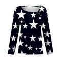 thumbnail image 4 of ZQUUVOU Women's Star Print T-Shirts Long Sleeve Asymmetrical Button Collar Loose Casual Graphic Tops Streetwear Black, 4 of 7