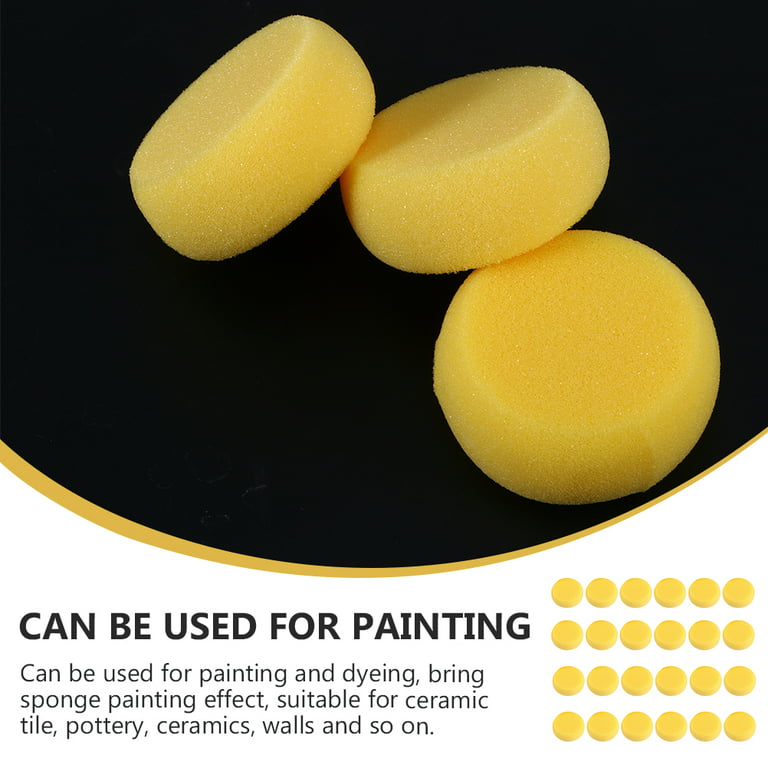 1 Set 24Pcs Round Watercolor Artist Sponges Art Craft Sponges (Yellow)