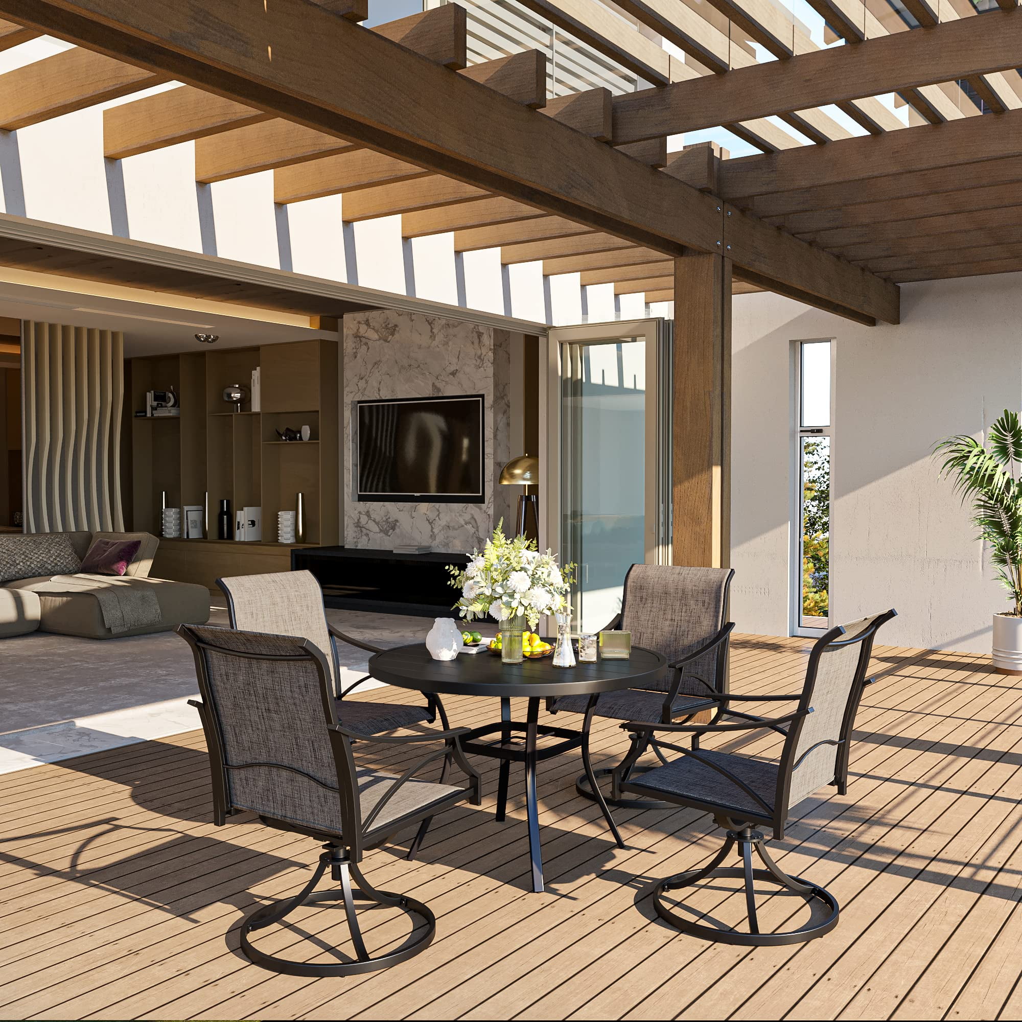 VICLLAX All Weather Patio Furniture Set Includes 42" Round Patio Table