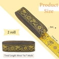 thumbnail image 2 of 2 Rolls 7.6 Yards 1.3inch Fabric Embroidered Trim Vintage Jacquard Ribbon Floral Sewing Woven for Sewing Crafts Making Yellow Material Polyester, 2 of 6