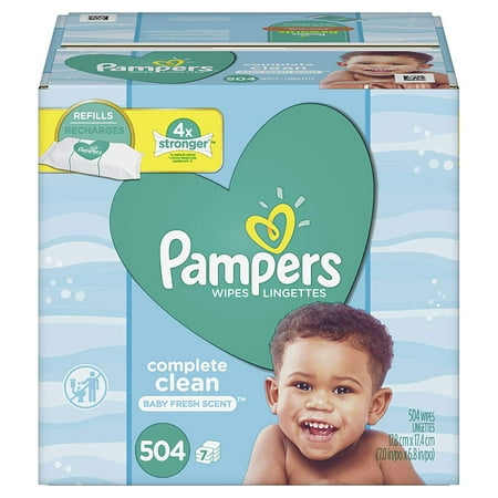 Baby Wipes Complete Clean Scented 7X Refill, 504 Count, All-around stretchy sides for a comfortable fit By Pampers