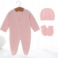 thumbnail image 2 of Dakiuu Baby Cotton Footed Sleeper 3 Piece Layette Set with Hat and Scratch Mittens 0 to 6 Months, 2 of 7