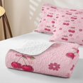 thumbnail image 4 of Erosebridal Girls Cute Cherry Bow Twin Quilt Set,Teens Kawaii Groovy Flowers Twin Coverlet Set, 4 of 7